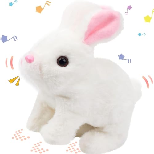 Mashes Hopping Walking Bunny Toy with Sounds, Jumping Rabbit Wiggling Ears, Twitching Mouth and Nose, Educational Interactive Bunny Rabbit Toy for Baby Kids (Hopping Rabbit) - Image 1