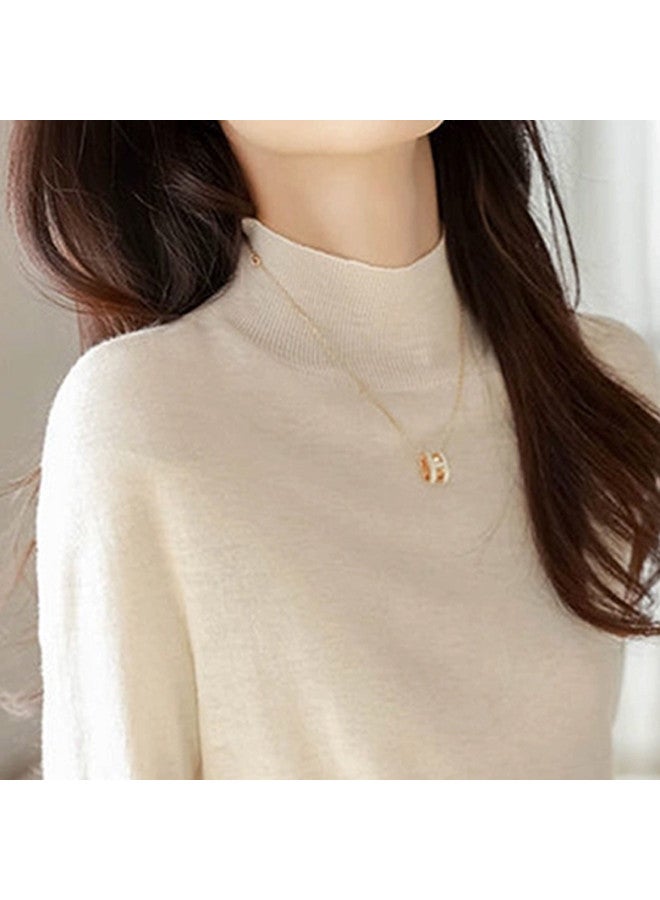 PLANDOO Autumn And Spring Stylish Base Layer, Fashionable And Chic Half-High Neck Five-Point Sleeve Knitted Top, Women'S Mid-Sleeve Innerwear - Image 3