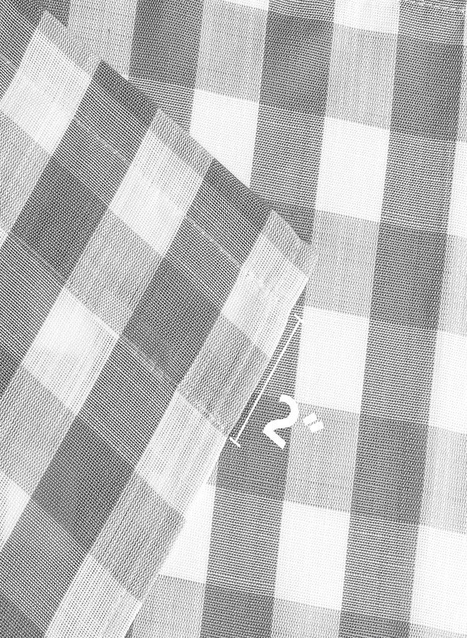 Bapawfish Grey Buffalo Plaid Cafe Curtain Farmhouse Tiers Kitchen Curtains 24 Inches Long, Gingham Check Rod Pocket Half Window Short Drapes for Kitchens Bathroom, 28" x 24", Silver/Gray, Set of 2 - Image 3