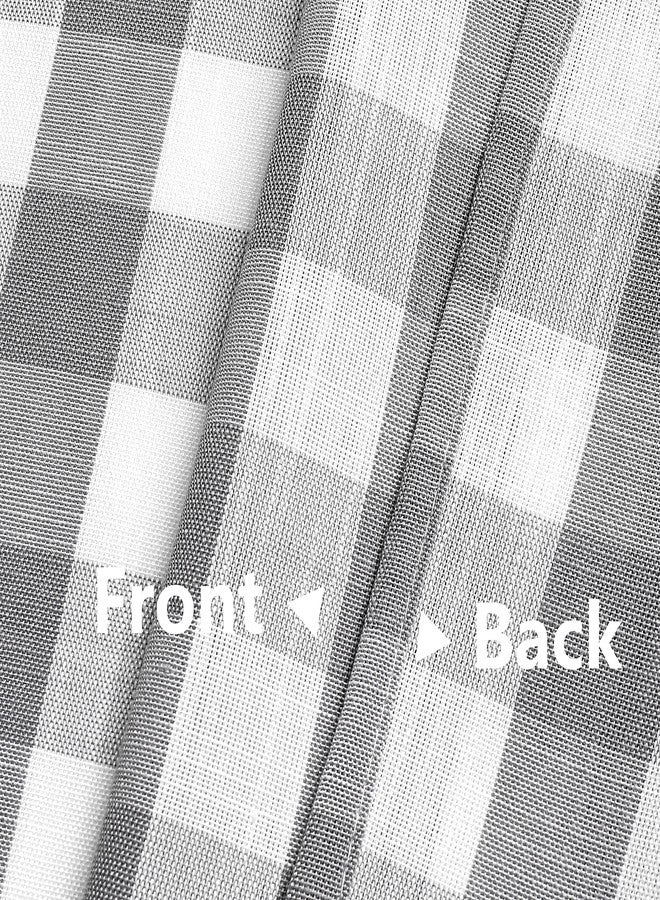 Bapawfish Grey Buffalo Plaid Cafe Curtain Farmhouse Tiers Kitchen Curtains 24 Inches Long, Gingham Check Rod Pocket Half Window Short Drapes for Kitchens Bathroom, 28" x 24", Silver/Gray, Set of 2 - Image 4