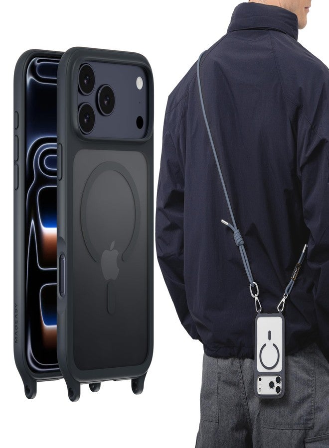 MAGEASY Compatible with iPhone 17 Pro Max 6.9" Case with Crossbody Strap - 16ft Drop Protection, Compatible with MagSafe | Roam M (Midnight) - Image 1