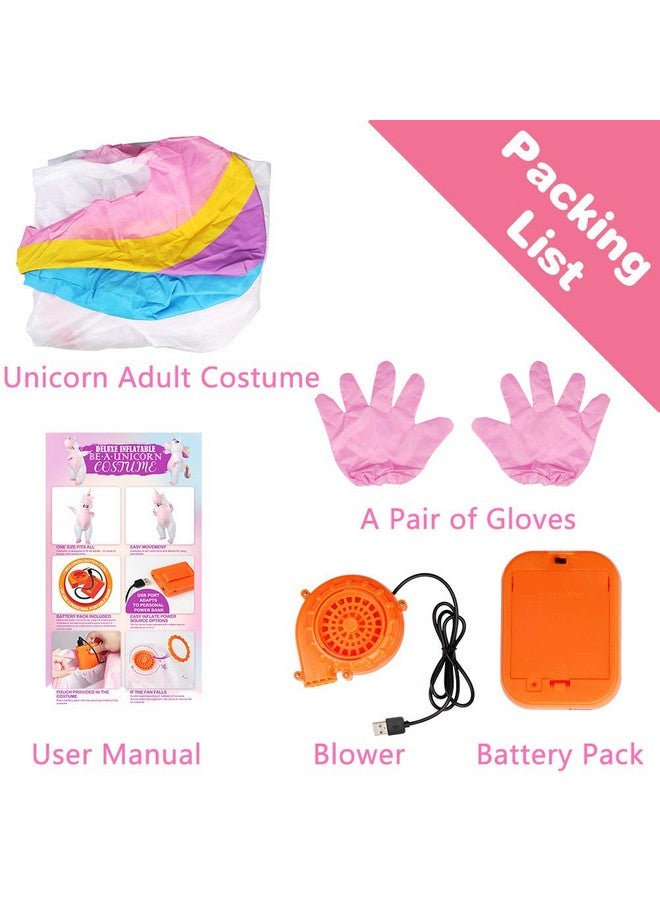 OurWarm زي يونيكورن قابل للنفخ للبالغين من OurWarm، زي مضحك قابل للنفخ لعيد الهالوين، أزياء قابلة للنفخ للرجال والنساء لحفلات الهالوين، وردي، 8 أقدام - Image 4