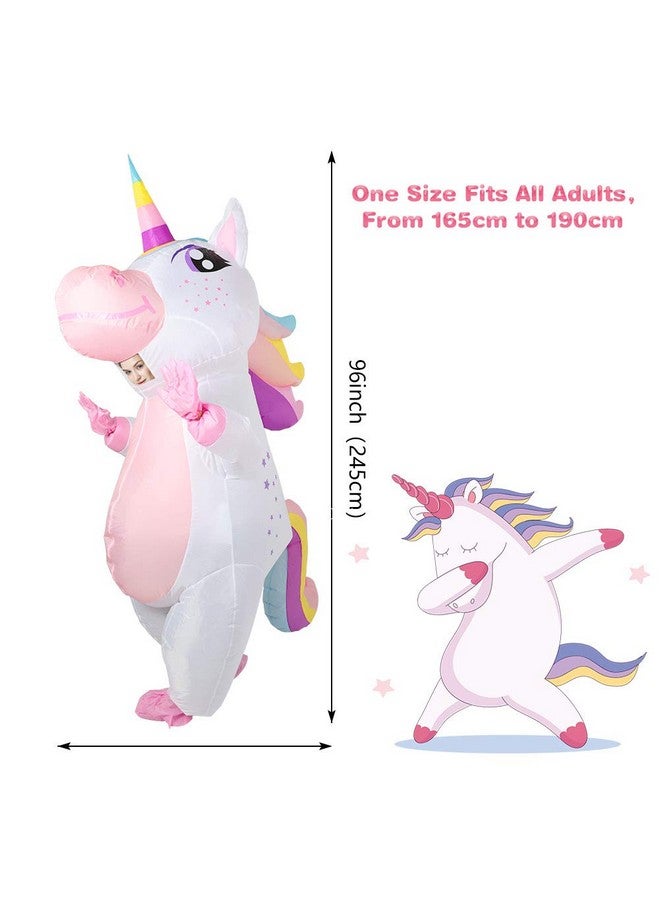 OurWarm زي يونيكورن قابل للنفخ للبالغين من OurWarm، زي مضحك قابل للنفخ لعيد الهالوين، أزياء قابلة للنفخ للرجال والنساء لحفلات الهالوين، وردي، 8 أقدام - Image 3