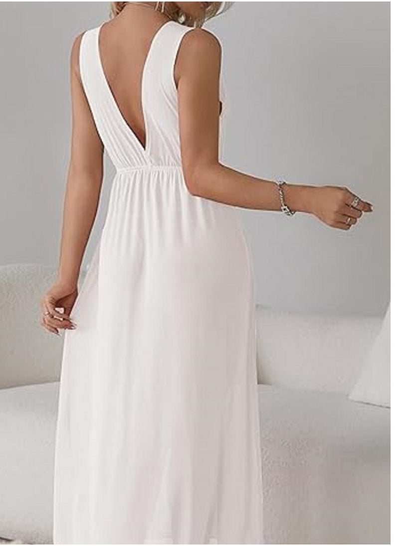 Ward Women's Nightgown Long Lace-Trimmed Sleeveless  with Chest Cutout  - Image 2