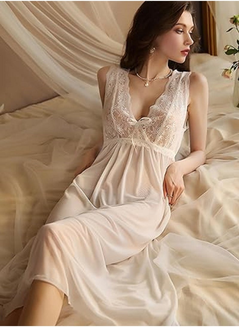 Ward Women's Nightgown Long Lace-Trimmed Sleeveless  with Chest Cutout  - Image 3
