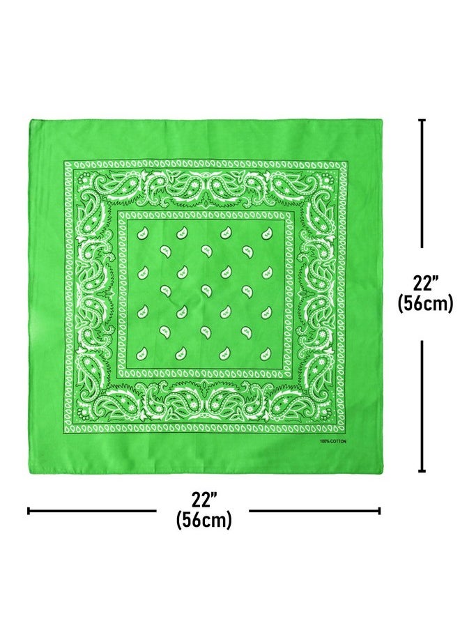 Falari Falari 12 Pack Bandanas Multipurpose Cotton Novelty Paisley Bandana Headband for Cowboy Men Women 22 x 22 - Light Green  - Image 3
