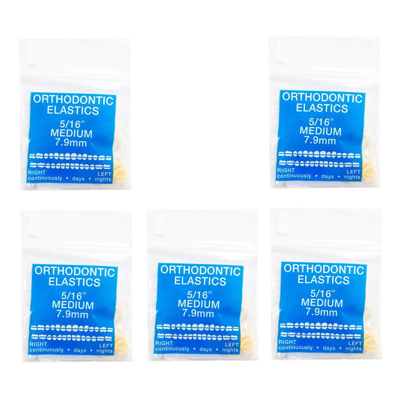 JMU Orthodontic Elastics 516 Medium 500 pack Intraoral Elastic Bands Latex Orthodontic Dental Rubber Bands Made in USA