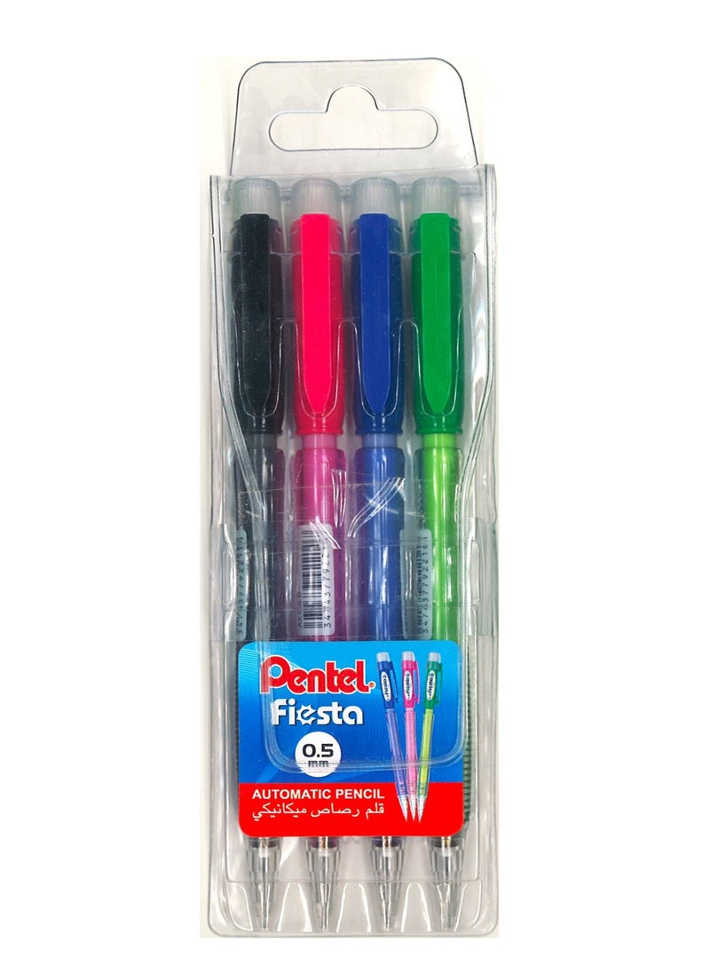 Pentel 4-Piece Mechanical Pencil 0.5mm Tip Assorted Colours 