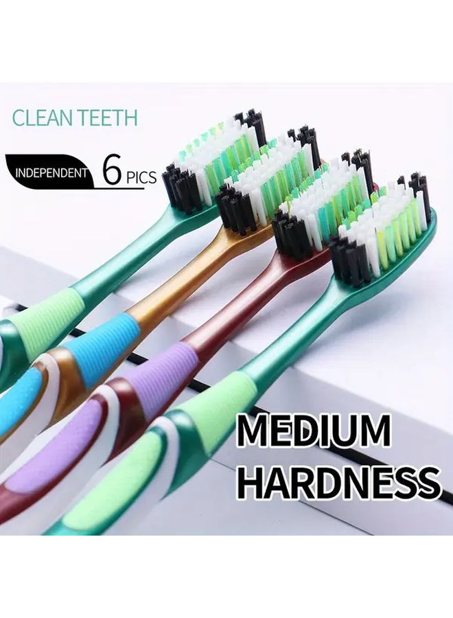 6pcs Multi Color Microfiber Toothbrushes For Adults Anti Cavity Gingivitis Cleaning - Image 2
