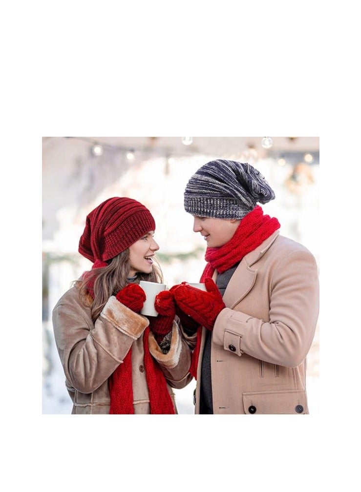 KASTWAVE Mens Slouchy Beanie Hats, Winter Hats for Men and Women, Men Women Knit Slouchy Beanie Hats Stretch Oversized Warm Winter Chunky Knit Caps 3 Pcs - Image 2