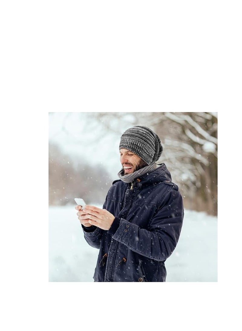 KASTWAVE Mens Slouchy Beanie Hats, Winter Hats for Men and Women, Men Women Knit Slouchy Beanie Hats Stretch Oversized Warm Winter Chunky Knit Caps 3 Pcs - Image 5