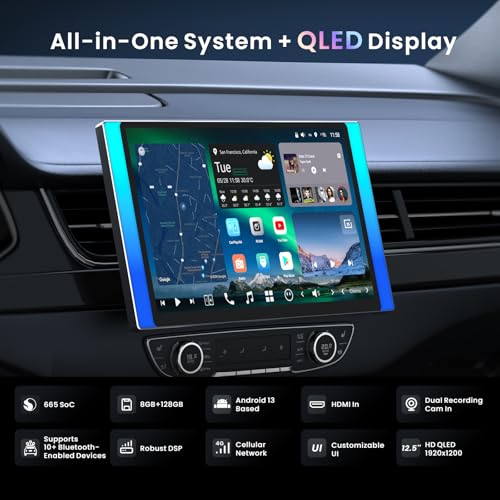 ATOTOZONE [12.5 inch QLED] ATOTOZONE X10 Android Double DIN Car Stereo, AI Agent, 8G+128G, 4G LTE,Wireless CarPlay & Android Auto, Dual Bluetooth, 7.1.2 Ch Audio, Hi-Volt RCA, SPDIF Output & HDMI in - Image 2