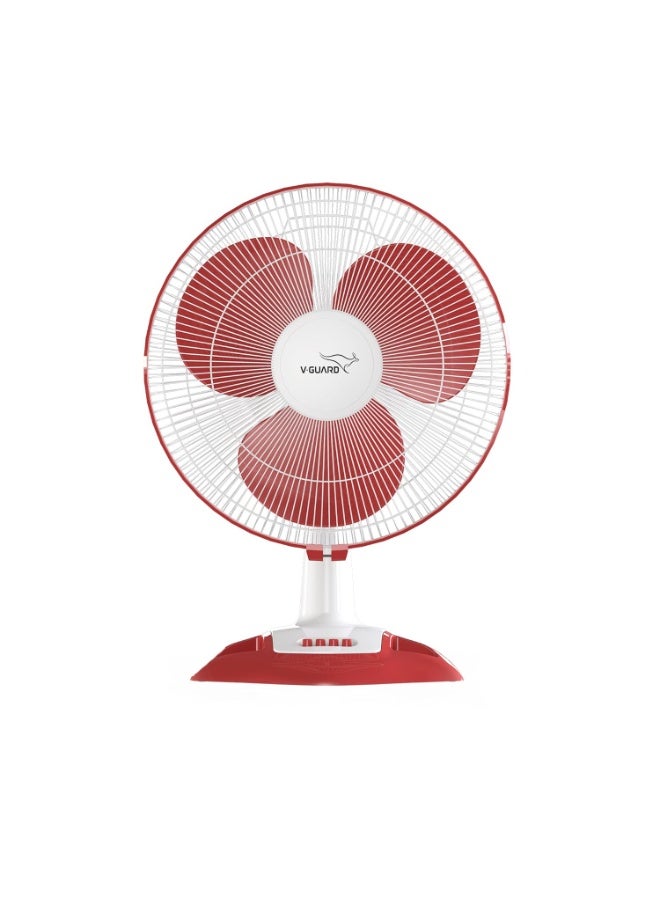 V-Guard Esfera Table Fan | 3 Speed Settings | 1350 RPM Powerful Motor | Corrosion Resistant Powder-Coated Metal Guards | White Red | 40cm (400mm) - Image 1