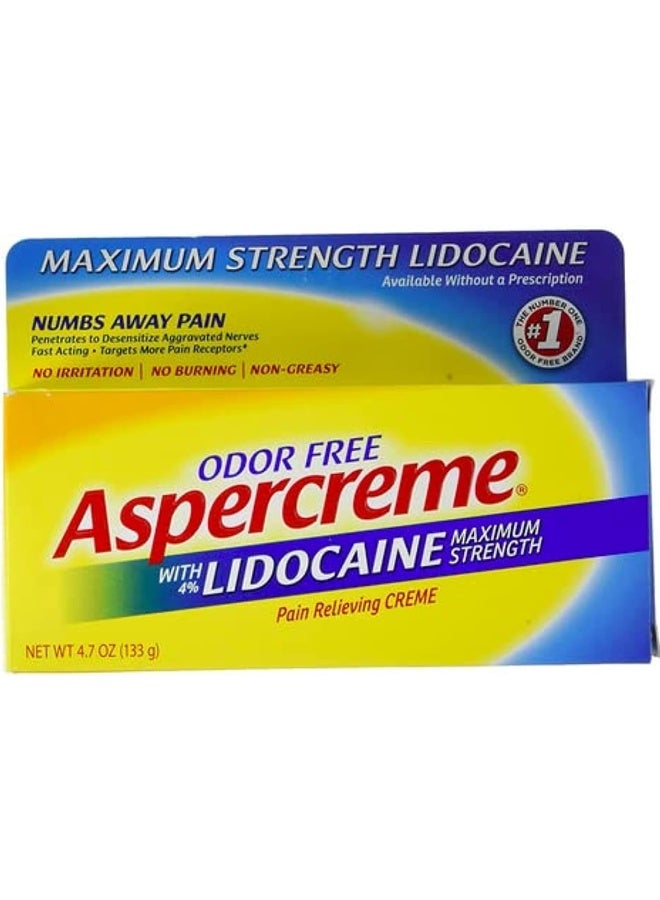 Aspercreme with Lidocaine Maximum Strength Pain Relief Cream, 4.7 oz. - Image 1