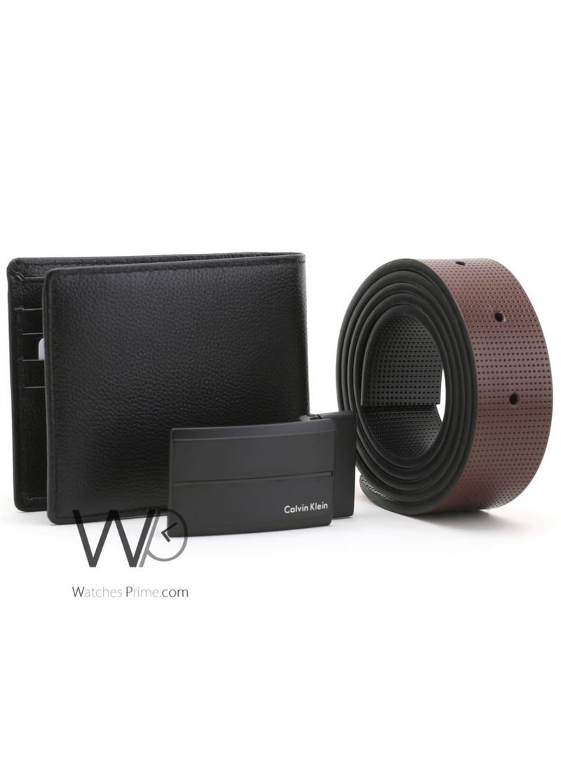 Calvin Klein Jeans Calvin Klein Black Wallet and Brown Belt for Men - Image 2