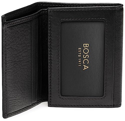 Bosca Men's Wallet, Nappa Vitello Leather Single I.D. Tri Fold Wallet with RFID Blocking, Black - Image 4
