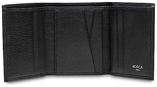 Bosca Men's Wallet, Nappa Vitello Leather Single I.D. Tri Fold Wallet with RFID Blocking, Black - Image 1