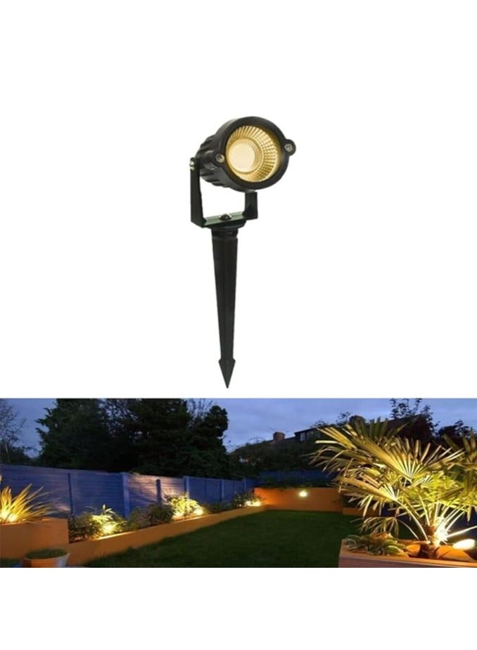 ESNCO ضوء LED خارجي للمناظر الطبيعية 7 واط ضوء حديقة مقاوم للماء كشاف LED مع قاعدة مدببة لمصباح زينة الحديقة (دافئ) - Image 1