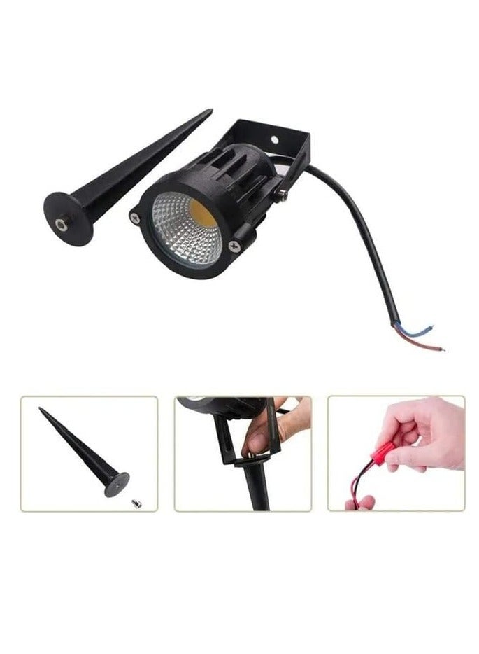 ESNCO ضوء LED خارجي للمناظر الطبيعية 7 واط ضوء حديقة مقاوم للماء كشاف LED مع قاعدة مدببة لمصباح زينة الحديقة (دافئ) - Image 3