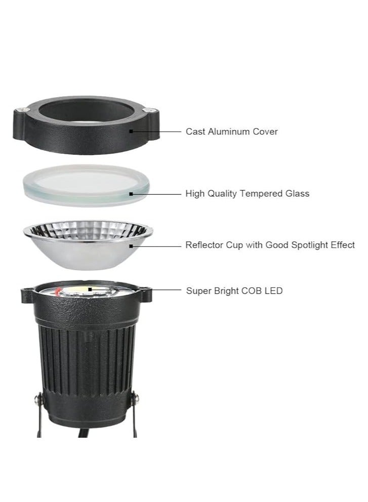 ESNCO ضوء LED خارجي للمناظر الطبيعية 7 واط ضوء حديقة مقاوم للماء كشاف LED مع قاعدة مدببة لمصباح زينة الحديقة (دافئ) - Image 4