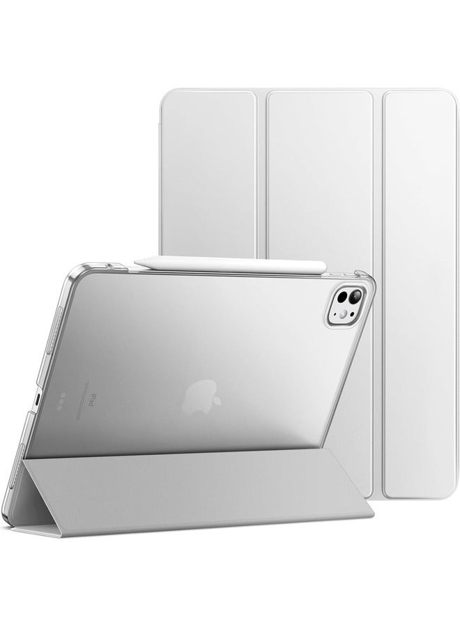 ELTRAZONE Silver Slim Smart Cover Case for iPad Pro 13-Inch M4 (2024) - Hard Back Shell with Stand, Auto Wake/Sleep Function - Image 1
