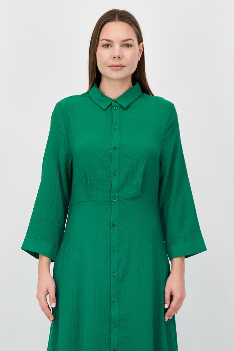 ANNE KLEIN فستان ماكسي بسيط للنساء، أخضر - Image 2