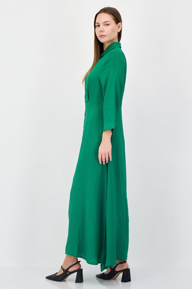 ANNE KLEIN فستان ماكسي بسيط للنساء، أخضر - Image 4