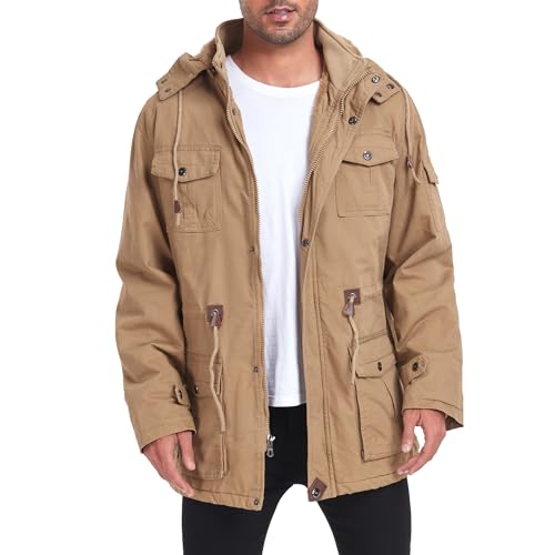 Dr.Cyril Men's Thick Winter Jackets Fleece Lined Thick Jackets Hood Work Jackets Coat Cotton Military with Cargo Pockets - Image 2