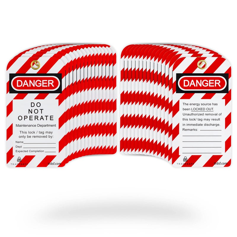 Tradesafe Lockout Tagout Tags - 30 Danger Do Not Operate Tags With 30 Zip Ties  Premium 32 Mil Vinyl  Osha Compliant Loto Tags For Lock Out Tag Out  Equipment Repair - Image 1