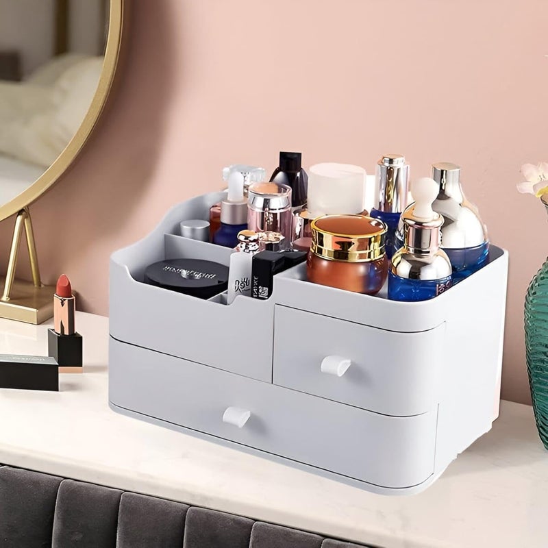 Stewit Makeup Organizer with DrawersLarge Capacity Countertop Organizer for VanityBathroom and Bedroom Desk Cosmeticsn Organizer for Skin CareBrushes Eyeshadow Lotions Lipstick White - Image 3