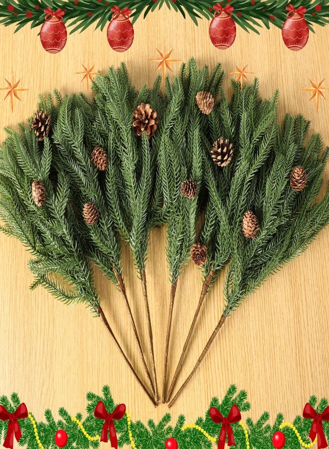 مجموعة JOYOFXMAS من 16 قطعة من أغصان صنوبر نورفولك ذات الملمس الطبيعي، بطول 18 بوصة، أغصان نباتات خضراء اصطناعية، أغصان صنوبر نورفولك صناعية لتزيين المزهريات والحرف اليدوية وإكليل الزهور وديكورات عيد الميلاد الداخلية - Image 4