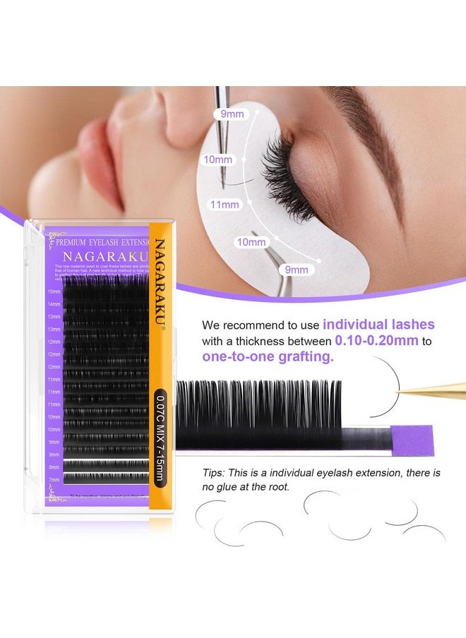 NAGARAKU - Eyelash Extensions Individual Lashes 0.05Mm D Curl 13Mm Classic Matte Black Soft Natural Professional 16 Rows Beauty Salon Supplies - Image 1