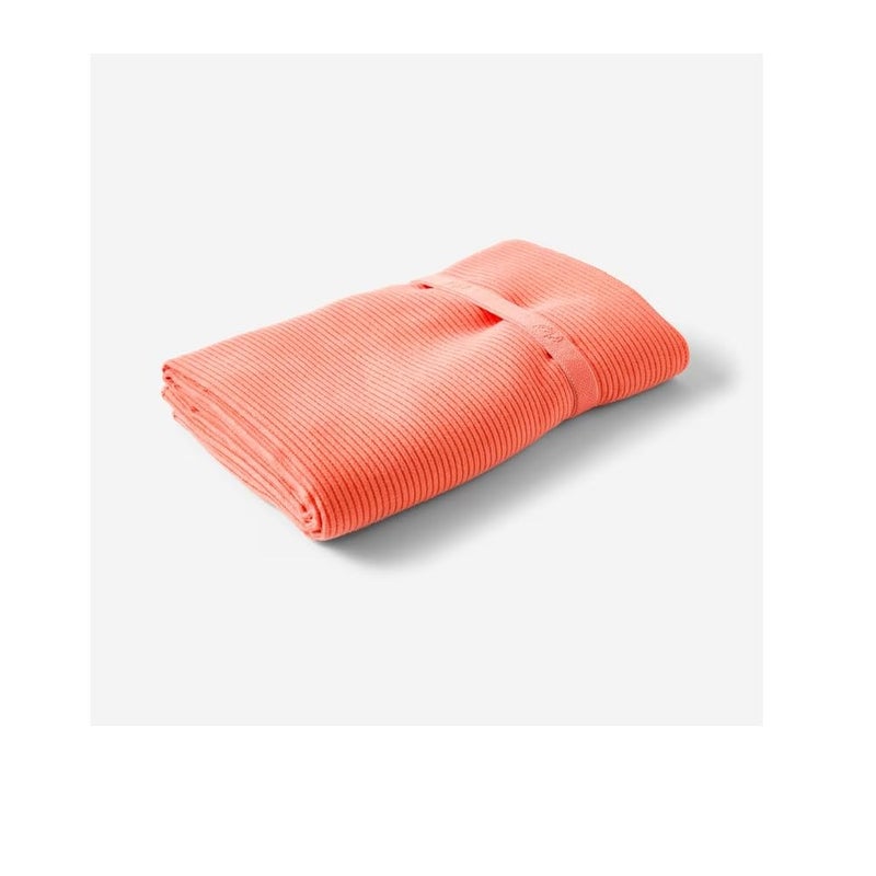 DECATHLON Microfibre Striped Towel Size L 80 x 130 cm for Swimmers and Athletes (Orange) - Image 2