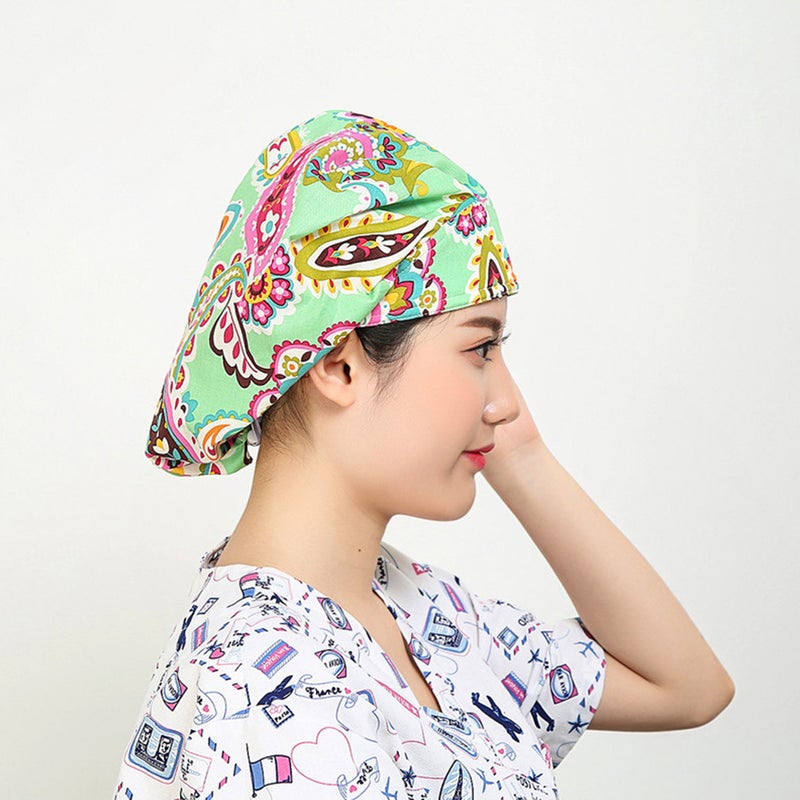 👕 قبعة قطنية للعمل قابلة للتعديل بطبعة لغرفة العمليات للممرضين والأطباء - Image 4