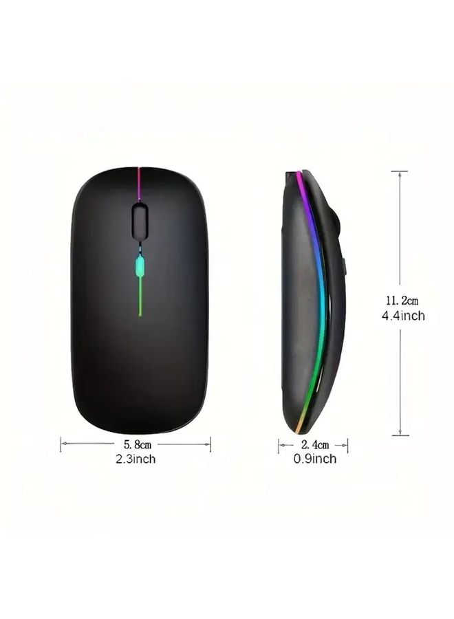 Black 2 4G Bluetooth Dual Mode Wireless Mouse Silent Rechargeable Ergonomic - Image 2