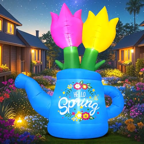 KOOY 6FT Spring Easter Inflatable Flower Outdoor Decoration Inflatable Flower Decor Blow Up Flower Decoration Builtin LED Lights for Spring Easter Holiday Lawn Party Yard Outdoor Supplies - Image 3