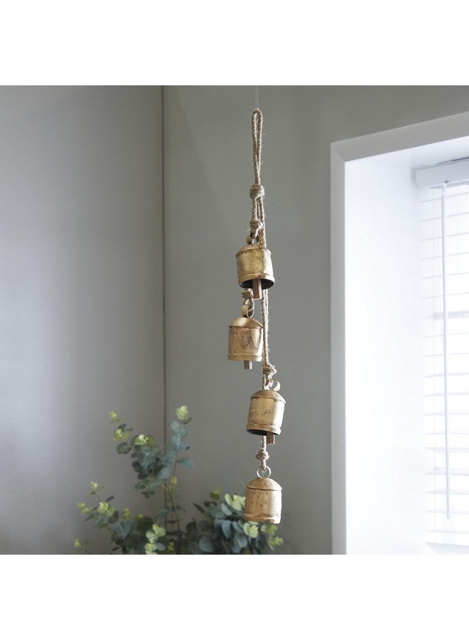 Deco 79 Rustic Metal Cowbell Decorative Bells, 4" x 3" x 29", Gold - Image 4