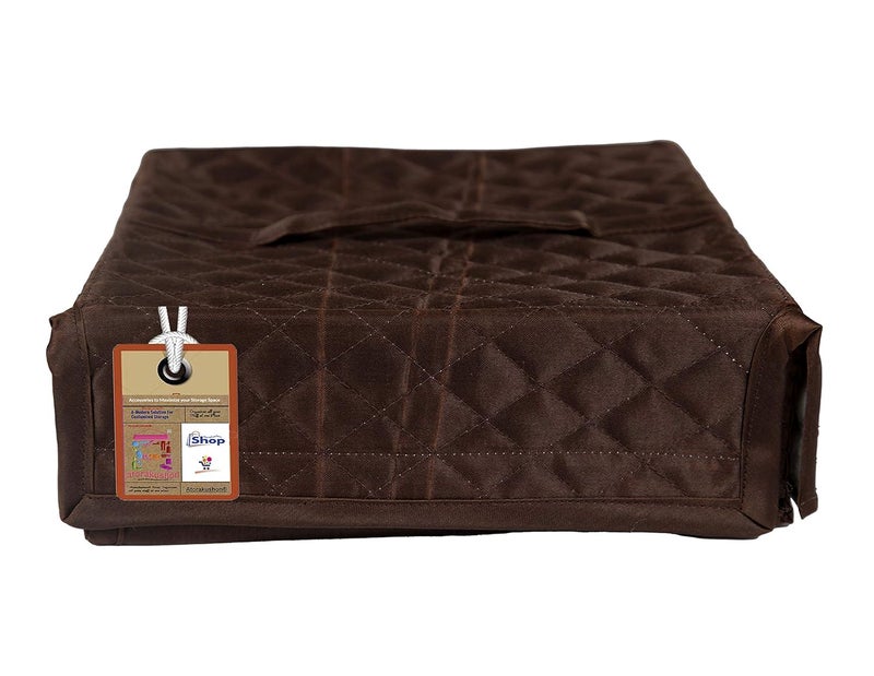 atorakushon Satin Makeup Storage Box Travelling Vanity Cosmetic Toiletry Bag Necklace Wardrobe Organizer Jewellery Pouch for Women Brown - Image 5
