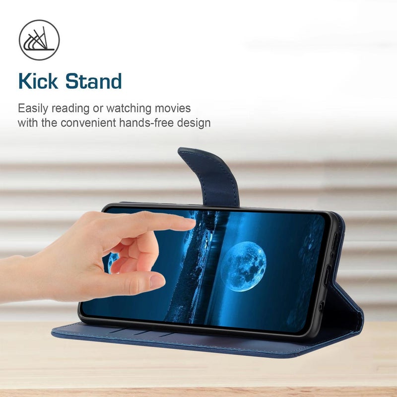 BURAQ Case Cover For Realme C75 5G Stitching Embossed Leather Phone Case(Blue) - Image 4
