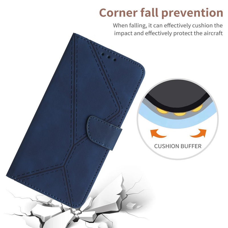 BURAQ Case Cover For Realme C75 5G Stitching Embossed Leather Phone Case(Blue) - Image 5