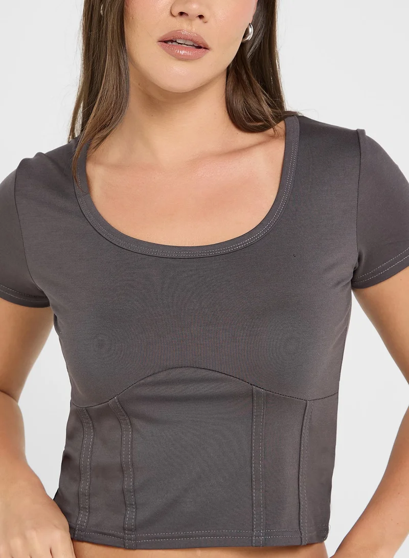Ginger Basics  Fitted T-Shirt With Corset Bodice for Women | Best Price UAE