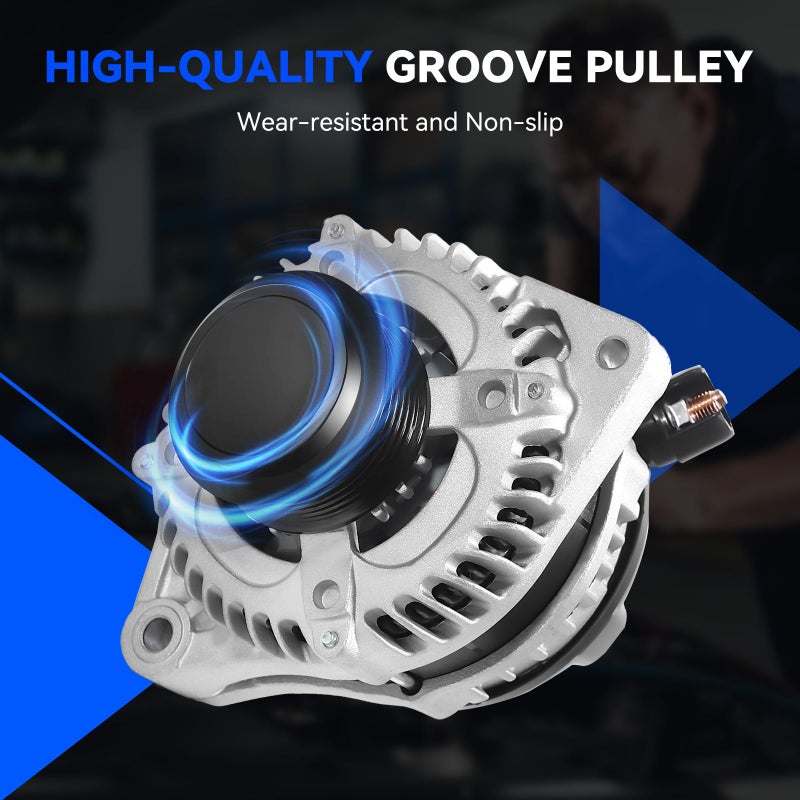 Hikevent 11573N New Alternator Compatible with 2011-2013 Honda Odyssey V6 3.5L, 2012-2015 Pilot, 2012-2014 Ridgeline, High Output 130Amp Alternator, 31100-RV0-A01 9764219-124 - Image 3