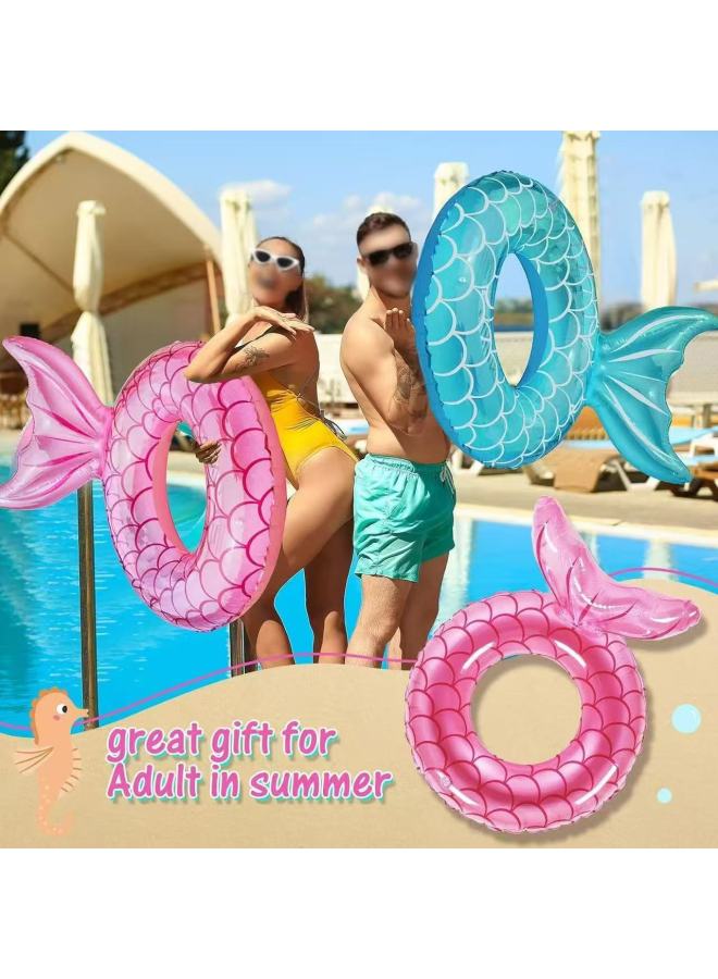Cross Border Ins Thickened Cyber Celebrity Mermaid Inflatable Swimming Ring Adult PVC Inflatable Swimming Ring Swimming Underarm Ring-Color:Mermaid Blue Swimming Ring-Specifications:110#  - Image 3