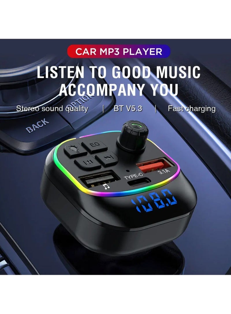 BOLICE BO-X11 BT5.3 FM Transmitter Car MP3 Player Dual USB fast charger Handsfree call Car kit FM modulator with LED light - Image 3