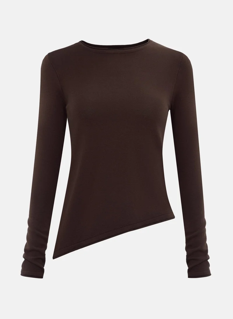 ليتشي جيرسي طويل الأكمام مع حافة غير متناظرة