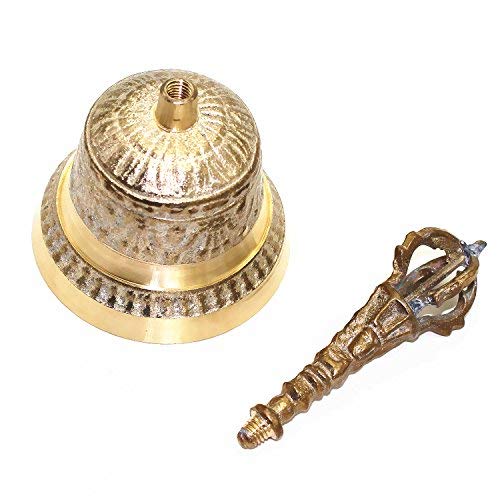 LONG TAO Hand Bell 6.8 Inch High Brass Antique Handbell Vintage Style Loud Solid Brass Hand Call Bell for School Reception Dinner Shop Hotel Service Meditation Prayer Pet Feeding and Home Decoration - Image 4