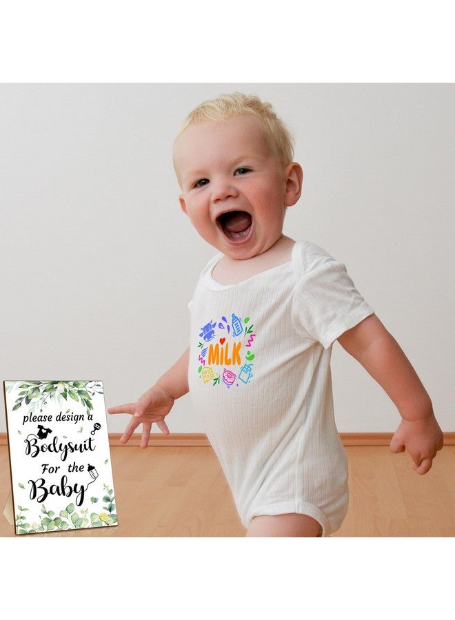 Chuarry Chuarry 43 Pcs DIY Baby Bibs Decorating Kit 8 Bodysuits 8 Pcs 2 Ply White Bibs 10 Fabric Markers 16 Stencils Baby Shower Sign (Greenery)  - Image 4