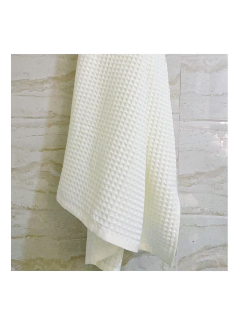 100% cotton waffle Japanese style bath towel (70 * 140cm), high water absorption, quick drying, soft, hotel quality bathroom towel and SPA (beige, bath towel 2 piece) - Image 3