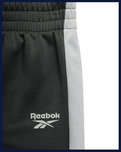 Reebok Baby Boy Pants Set - 3 Piece Tricot Fleece Jogger Pants Short Sleeve T Shirt & Track Jacket for Toddlers & Infants, Size 12 Months, Green Time 2 Play - Image 5