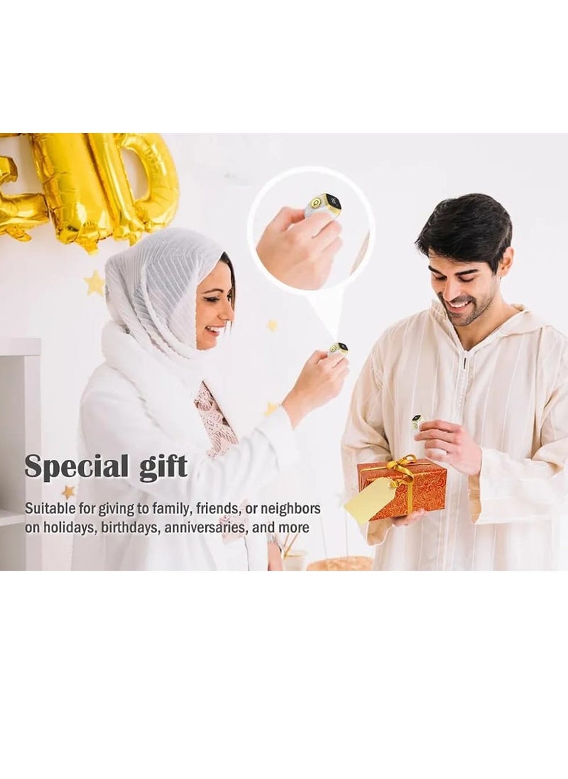 خاتم الذكر حلقة ذكية مقاس 18 ملم مع تذكير بالاهتزاز وعداد تسبيح واتصال بلوتوث وتطبيق IQIBLA و5 تذكيرات يومية للصلاة